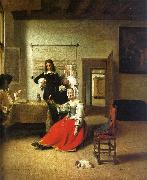 Pieter de Hooch Woman Drinking with Soldiers Spain oil painting reproduction